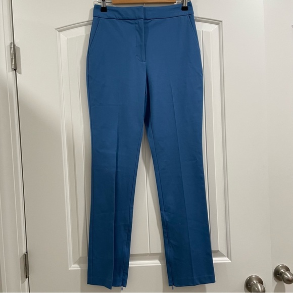 NWT Derek Lam 10 Crosby Women’s 2 Malika Side Slit Cotton Blend Pants Blue - Picture 3 of 12